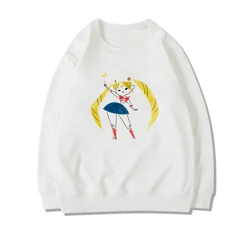 Y2K Maneca Lunga Bluze Hanorace Estetice Haine Ulzzang Sailor Moon Desene animate Harajuku Japonia Iarna Crop Top Edgy Trening