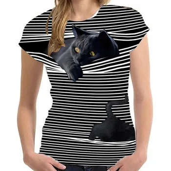 Moda 2021 Nou Cool T-shirt Barbati/femei Tricou 3d de Imprimare Doi Pisica Harajuku T Camasa Femei cu Maneci Scurte Topuri de Vara Tricouri Femei 6xl