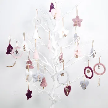 5pcs Decor de Crăciun pentru Acasă de Crăciun de Pluș Creativ Pomul de Crăciun decor Agățat Pandantiv Inima Star Pene Ornament