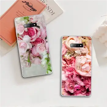 Roz, Violet, Bujor Floare Pe Vaza Caz de Telefon Transparent Pentru Samsung Galaxy S 5 7 8 9 20 edge plus 10 e lite 2019