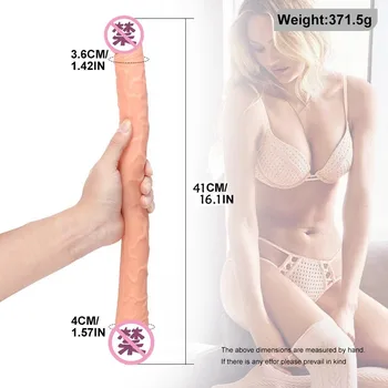Dublu Timp 41cm Moale Jelly Vibrator Realist Vibratoare Lesbiene Penis Vaginal Anal Plug Flexibil Penis Fals Pentru Femei Vibratoare Jucarii Sexuale