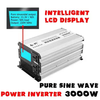 Invertor unda sinusoidala pura 1500W 3000W Vârfuri 12v/24v/48v pentru AC110v/ 220v LCD display Invertor