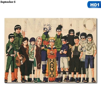 Naruto Anime Retro Hârtie Kraft Poster Room Decor Cafe-Bar Dormitor Decor Pictura Pe Perete Autocolant Casa Si Gradina