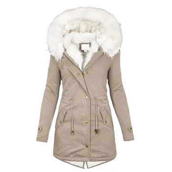2021 Iarna pentru Femei Jachete Calde cu Gluga Gros Căptușit Îmbrăcăminte exterioară Guler Mare Jachete Одежда Из Хлопка