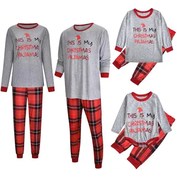 Familia grăsime Mama Tata copii Băieți Fete Haine Set Pentru Tinuta de Craciun Set Tipărite Scrisoare de Top+Pantaloni de mari dimensiuni Xmas Pijamale