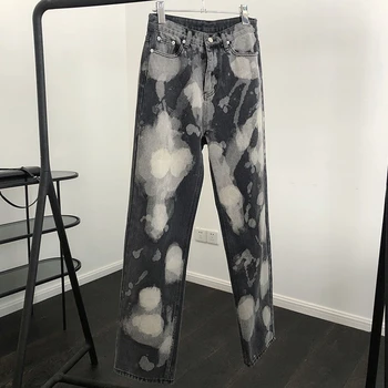 2020 nou primavara toamna femei de moda de Epocă tie dye blugi talie mare tipărite hip hamei full lungime pantaloni din denim blugi de sex feminin