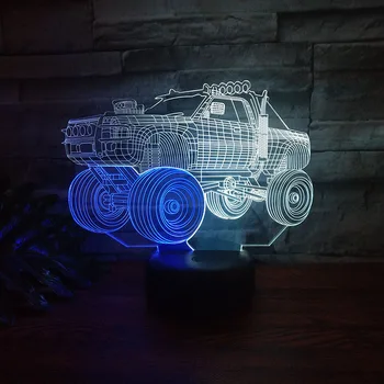 Misto Masina SUV 3D iluzie Lumina de Noapte În 7 Culori LED Masă lampă Touch USB Lampa starea de Spirit Copii de Dormit de Lumină pentru Copii Cadou de Crăciun