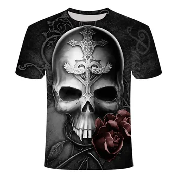 2021 vara T-shirt pentru bărbați model craniu de imprimare 3D moda bărbați și femei T-shirt textura moale casual moda de îmbrăcăminte pentru bărbați