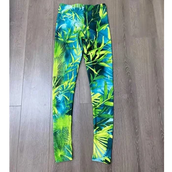 Femei imprimate pantaloni dantela sutien elastic matase de gheață pantaloni roz verde verde pădure tropicală printed pant set gâfâi costum