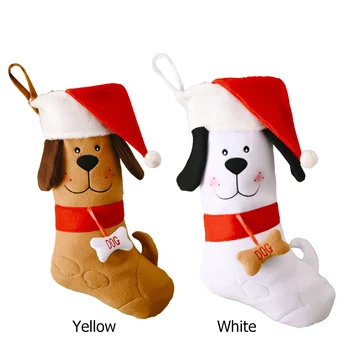 Flanel Șosete Crăciun Ornamente Pandantiv Drăguț Câine Pentru Copii De Anul Nou Bomboane Geanta Cadou Șemineu Copac Bijuterii Decor De Crăciun