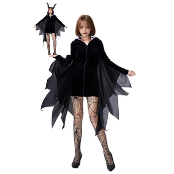 Femei Petrecere de Halloween Costum de Carnaval Vrajitoare Întuneric Vraja de Dormit ician Rochie Neagră