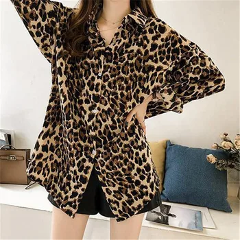 Leopard Tricou Pentru Femei de Moda cu Maneci Lungi OL Topuri si Bluze Elegante Femei Vrac Epocă combinezon femme Streetwear
