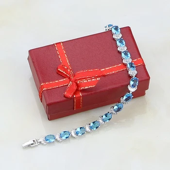 Reglabil Coroana Cer Albastru Birthstones Argint 925 De Link-Ul Lanț Brățară Farmec Pentru Femei, Cadou De Crăciun