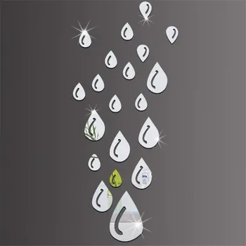 20pc Creative Picătură de ploaie Stereo Acril Oglindă de Perete Autocolant Auto-adeziv Baie de Sticlă de Perete Autocolant Decor Acasă