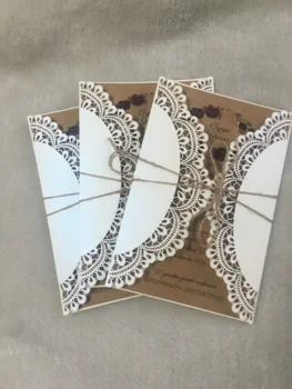 De lux new sosire dantelă albă cu laser tăiat hârtie invitatie de nunta carduri