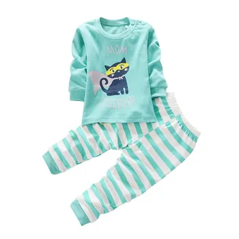 2 BUC Set pentru Copii Baieti Fete Costum de Bumbac T-shirt, Bluze Trening + Pantaloni pentru Copii Haine