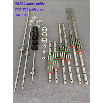 HGR20 Metru Liniar șină de ghidare 6 set HGR20 - 400/860/1240mm + SFU1605 - 350/800/1120/1120mm ballscrew + BK12 BF12 CNC piese