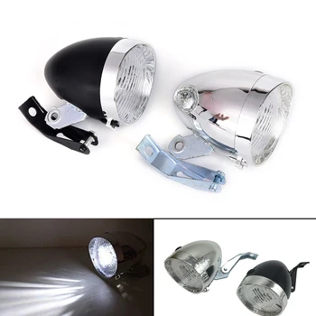 Negru, Argintiu LED-uri Vintage Lanterna Lampa Bicicleta Far Bicicleta Fata de Lumina Retro Far Lanterna Lampa Vintage