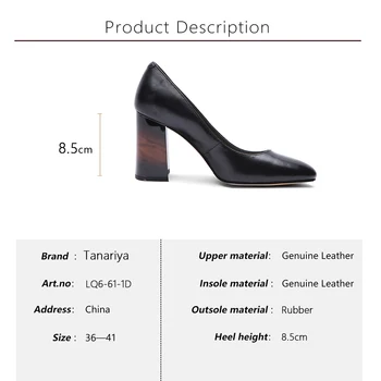 Tanariya 2020 primăvara și toamna noul negru din piele de oaie grosier pantofi femei doamnelor tocuri inalte femei pantofi pentru femeie pompe