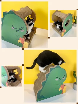 Cat Scratcher Jucării Zgarieturi Bord Lounge Pisica pisoi Jucarii Saltea de Pat cu Design de Dinozaur