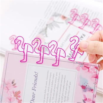 Fetele Inima Mini Roz Flamingo Metal Note Clip Agrafe 10/Ambalaj Simplă, Hârtie De Birou Clipuri