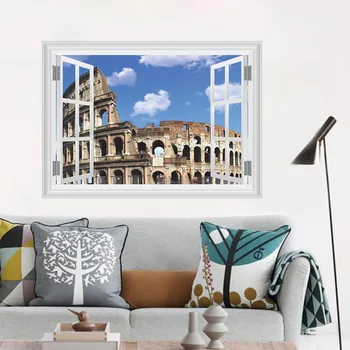 3D Autocolante de Perete Home Decor de Perete Amfiteatru Roman, Camera pentru Copii Decor Dormitor False Fereastra Poster Mural Tapet de Perete Decalcomanii