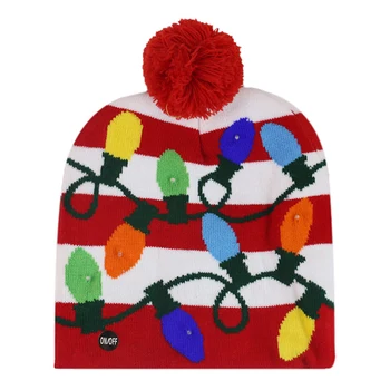 Pălărie De Crăciun Pulover Tricotate Beanie Lumina De Crăciun Pălărie Tricotate Cadou De Crăciun Pentru Copii De Craciun Decoratiuni De Anul Nou