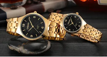 Fashion brand de lux Barbati Casual Ceas de Aur de Femei Rochie Cuarț Oțel Inoxidabil Ceas de mână pentru Bărbați Ceas