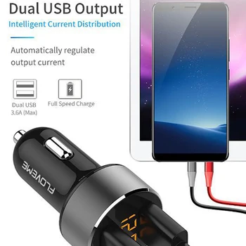 18W 2.4 UN Încărcător de Mașină display Digital Dual USB de Încărcare Rapidă Încărcător de Telefon Adaptor Pentru iPhone 12 11 Pro Max Xiaomi Redmi Samsung