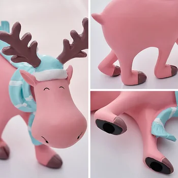 Pink & Blue Elan Cadouri De Anul Nou Acasă Ornamente Decor, Design Creativ, Animale, Desene Animate, Figurine Model În Miniatură Decor De Crăciun