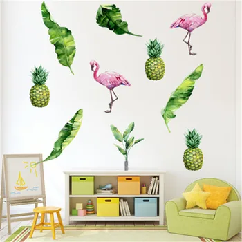 Nordic Flamingo Ananas Tropical Palm Lasă Autocolante De Perete Pentru Camera Copii Acasă Decor Camera De Zi Dormitor Decal Murală Muursticker