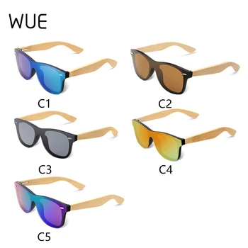 WUE Epocă de Bambus Cadru de Lemn Bărbați ochelari de Soare pentru Femei de Moda de Acoperire Oglinda Ochelari de Soare Nuante UV400 Ochelari de Oculos Gafas de sol