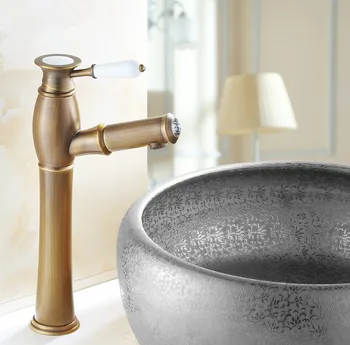 Art Design Modern Antique Brass Baie Bazinul Robinet/ Punte Montat Apă caldă și rece robinete/ Moda chiuveta Chiuveta de Robinet 601-2