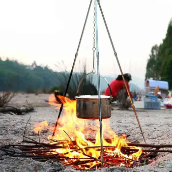 Gratar Portabil Trepied În Aer Liber Camping Titularul Tabără Picnic Gătit Oală De Agățat