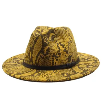 Toamna Iarna Model Sarpe Jazz Pălării Fedora Lână Simțit Capac Margine Largă Chapeu Panama Petrecere Formală Hat pentru Barbati Femei