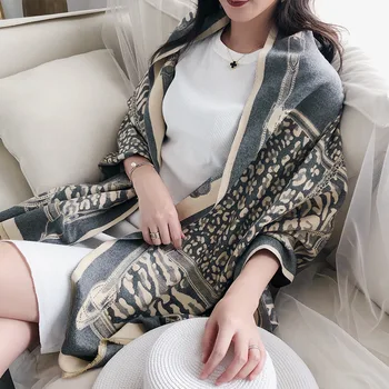 2019 lux Cașmir Eșarfă de iarnă Femei Cald Șaluri și Împachetări Designer de Brand leopard Pashmina pătură Groasă Scurte foulard femme