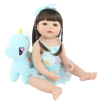 55cm Plin de Silicon Renăscut Baby Doll Jucarie Vinil Printesa Unicorn Copii Fata de Baie Dress Up Jucărie Copii Cadou de Ziua de nastere Copil Joci de-a Casa