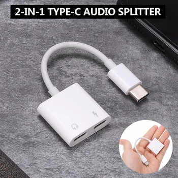 2-in-1 USB de Tip C-C Căști Audio Splitter Adaptor Încărcător pentru Telefon Android Conector Audio Splitter Cablu Adaptor Încărcător