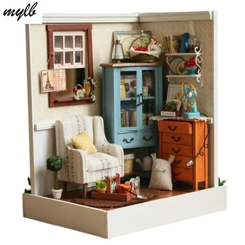 Mylb mobilier casa Papusa miniatura de bricolaj case papusa in miniatura casă de păpuși din lemn lucrate manual, jucării pentru copii cadou de ziua orașului