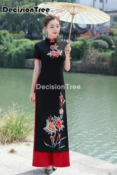 2021 ao dai din asia haine vietnam îmbrăcăminte ao dai vietnam timp aodai rochie de imprimare florale vietnam tradiționale cheongsam dressup