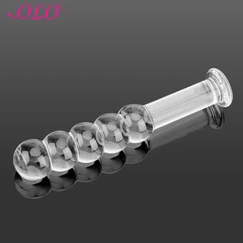 OLO Pyrex Cristal cu Dop de Fund Masturbari sex Feminin Sticlă Anal Plug Anal Dildo Șirag de mărgele Vagin Stimularea Jucarii Sexuale pentru Femei
