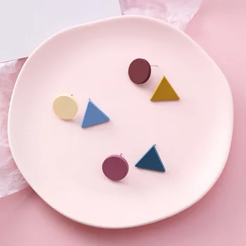 2020 Moda Proaspete Geometrice de Culoare de Contrast Triunghi rotund Combinație Stud Cercei Cerc Simplu Acrilic Fată Drăguță Bijuterii