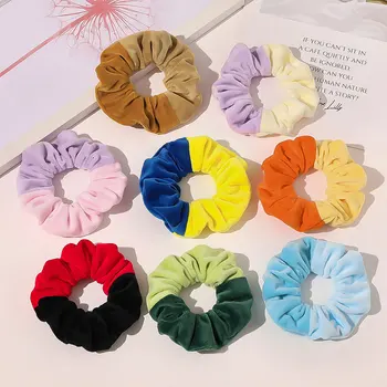 Moda Tie Dye Catifea Elasticele Fete Manual Benzile De Păr Elastice Rainbow Mozaic Legături De Păr Accesorii De Par De Coada De Cal