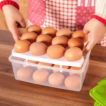 24 grila de carton de ouă alimentare recipient de plastic cutie de depozitare convenabil cutie de depozitare dublu-strat durabil multi-funcția de cutie de depozitare kit