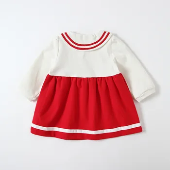 Toamna stil preppy bumbac fete haine coreene peter pan guler mânecă lungă fete casual, rochie haine copii 0-4Y