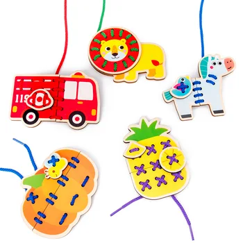 Fructe Legume Înșirare Margele Jucării Coordonarea Ochi-Mana Dezvoltat de Bord pentru Copii Preșcolari Jucărie de Învățământ 2020DIY din Lemn