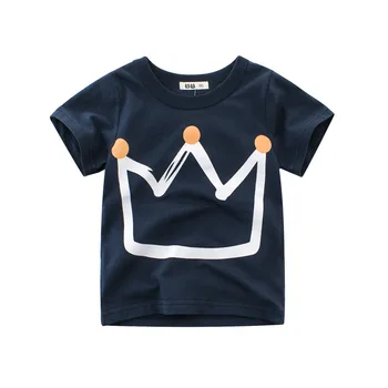 De vară pentru Copii Baieti Tricou Maneca Scurta Coroana Tipărite Fete T-Shirt Copii T-Shirt, O-Neck Tee Topuri Haine Băiat Gri Albastru
