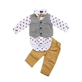 Copil Nou-Născut Băieți Costum Formal Tricou Vesta Pantaloni Smoching Tinutele Casual Set