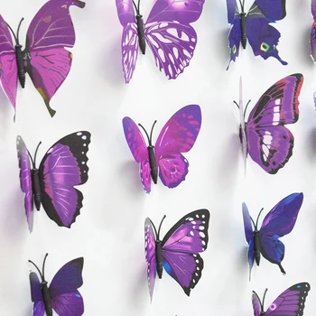 Noul Design de Artă Decal Perete Autocolante Fluture 3D Autocolant de Perete Decor Acasă Decorare Camera 12buc (Violet)