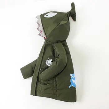 2020 moda Baieti cool desene animate jacheta pentru copii de Iarna Copii cu Gluga din Catifea căptușit impermeabil Rechin Cap 3 4 5 6 7 T Ani